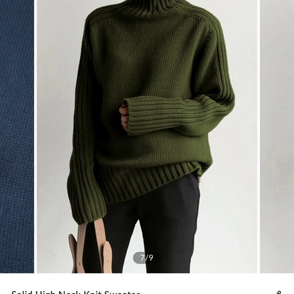 Commense Olive Green Turtleneck Sweater